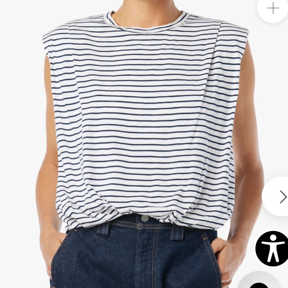 Joes Jeans Striped Sleeveless Crewneck Tank Top - White/Navy